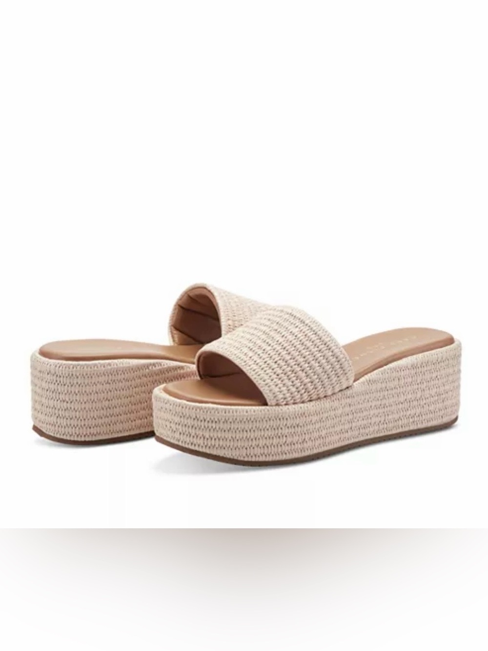 Marc Fisher Light Pink Woven Platform Slide Sandals